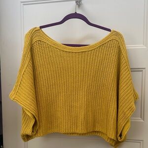 Anthropologie Aurantia Moth Off-the-Shoulder Mustard Sweater Sz.M